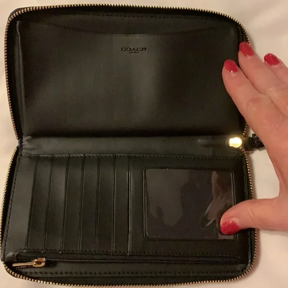 Coach Black Pebbled Leather Wristlet - Picture 5 of 10